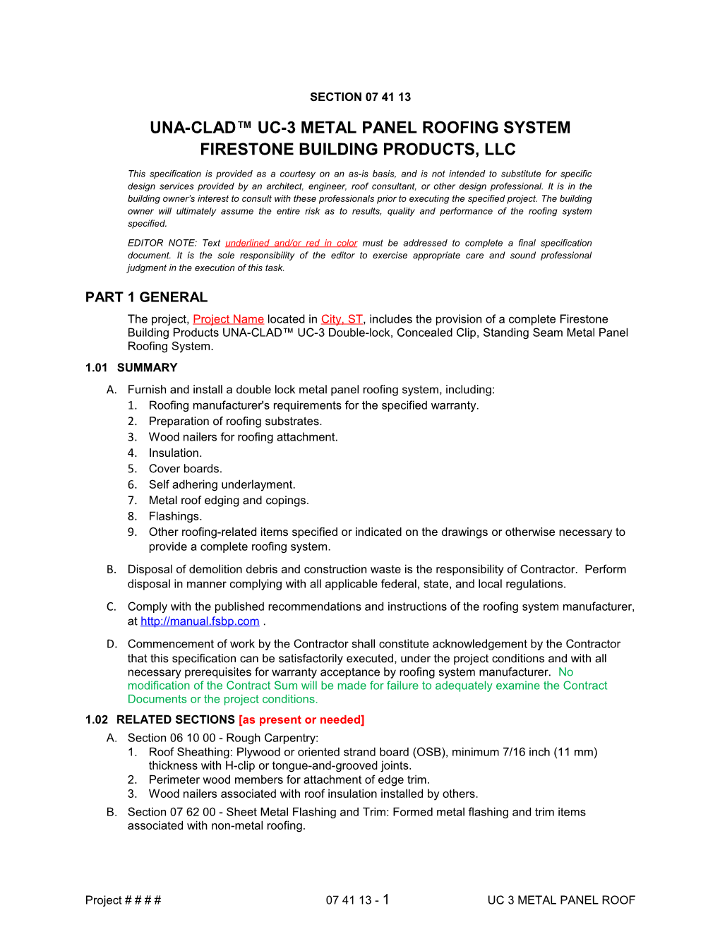 Una-Clad Uc-3 Metal Panelroofing System