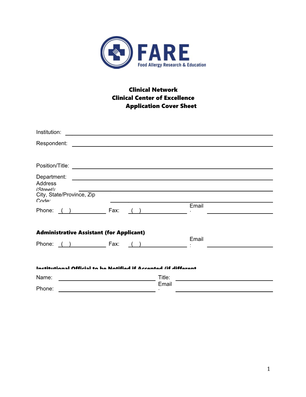 Minimum Criteria for Fare Clinical Care Network Accreditation