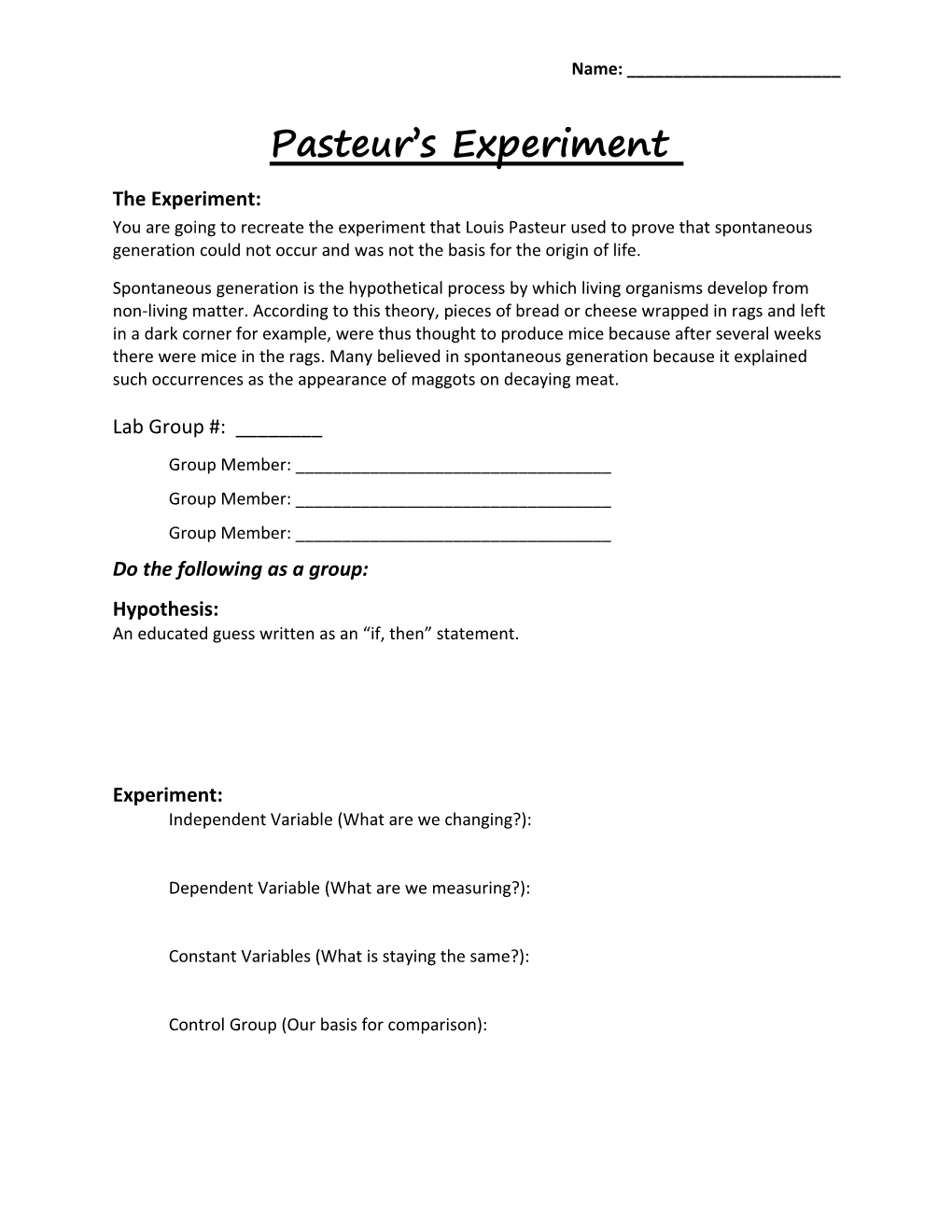 Pasteur S Experiment