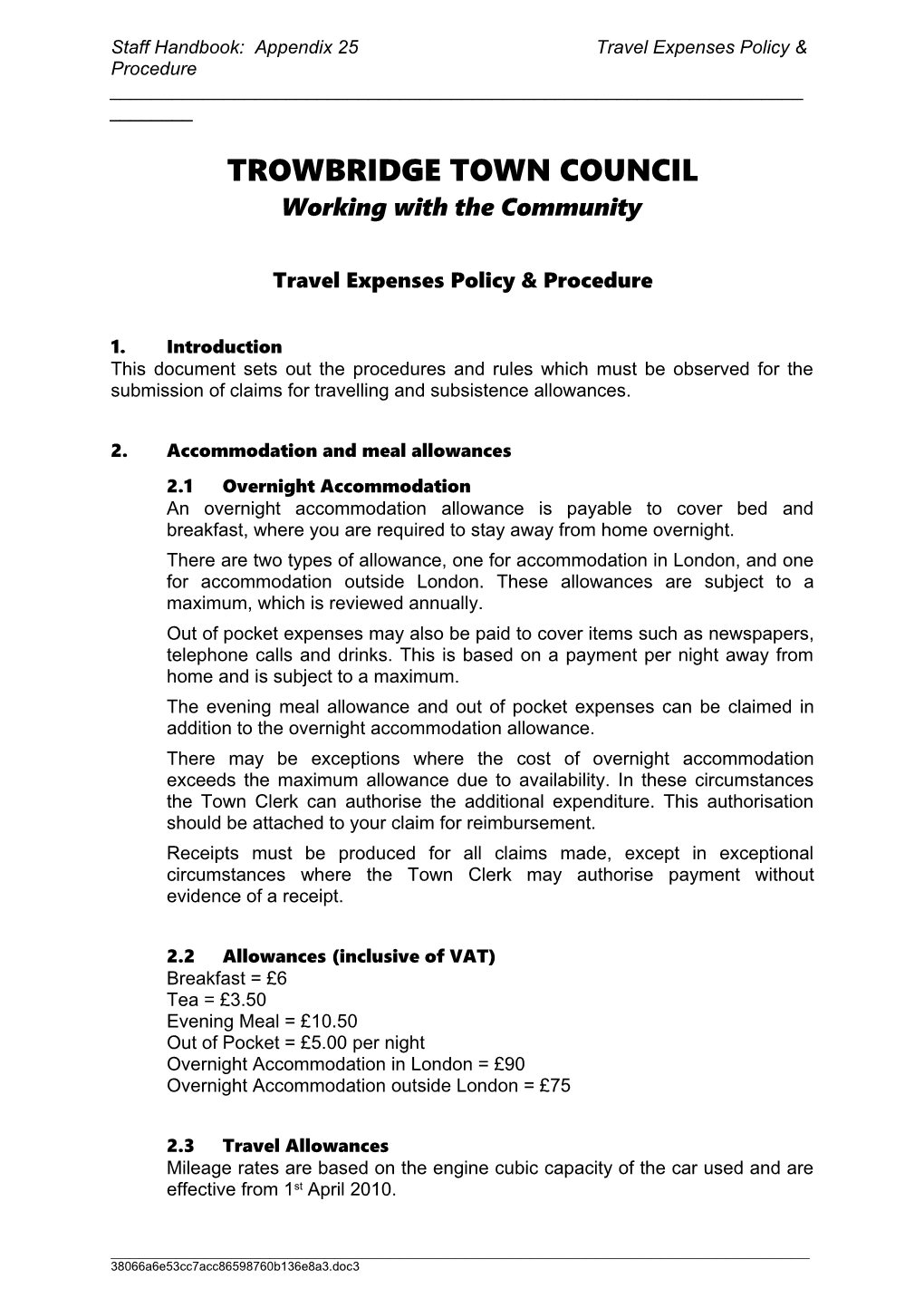 Travelling and Subsistence Allowance