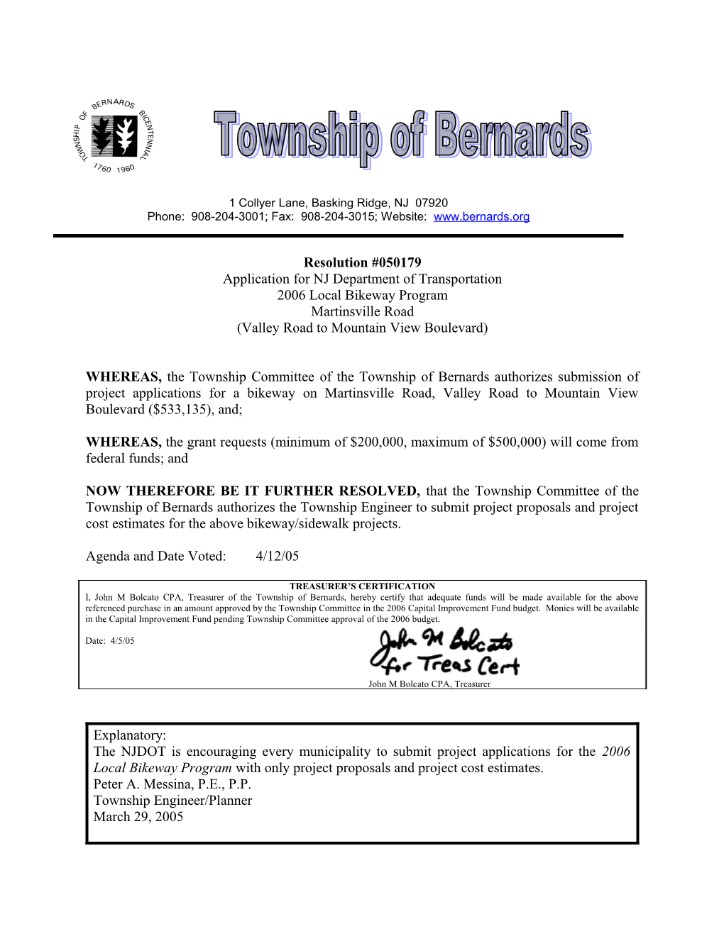 Application for NJ Department of Transportation