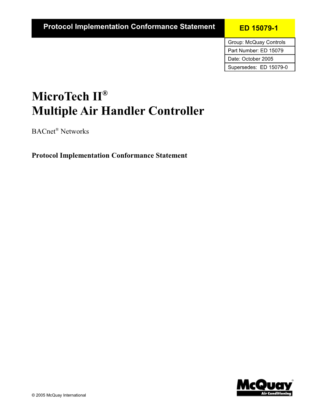 Multiple Air Handler Controller Peformance Implementation Statement