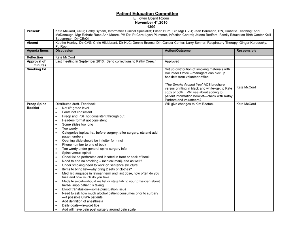 Patient Education Committee