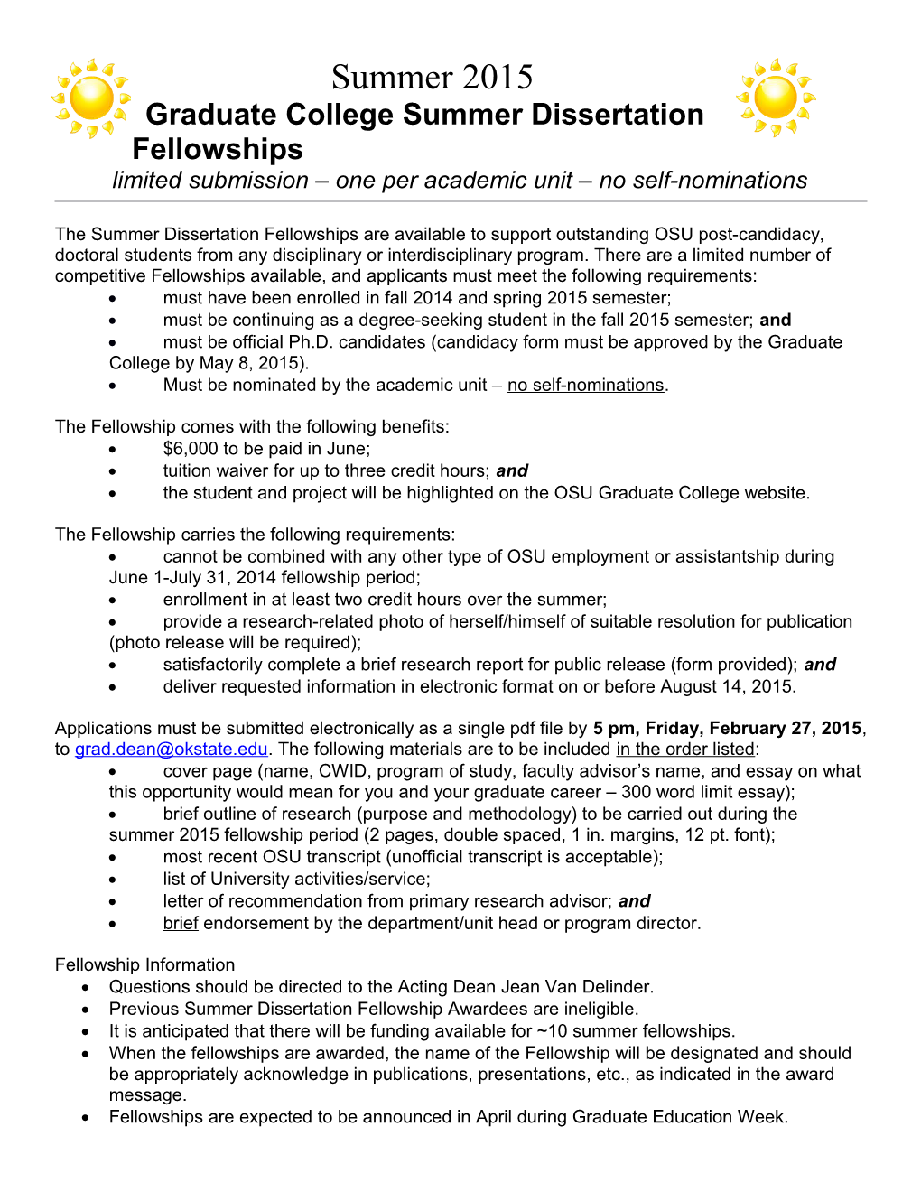 Graduate Collegesummer Dissertation Fellowships