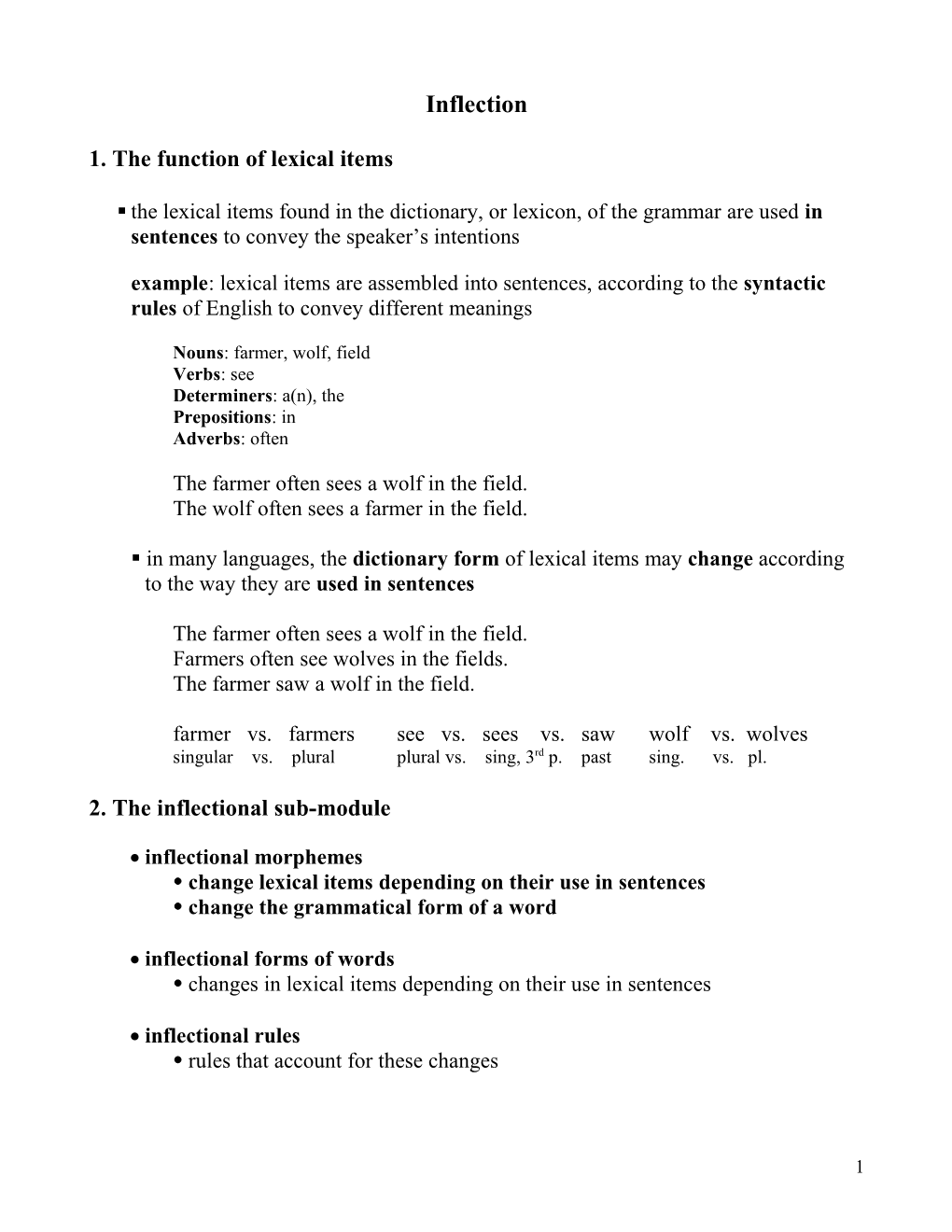 1. the Function of Lexical Items