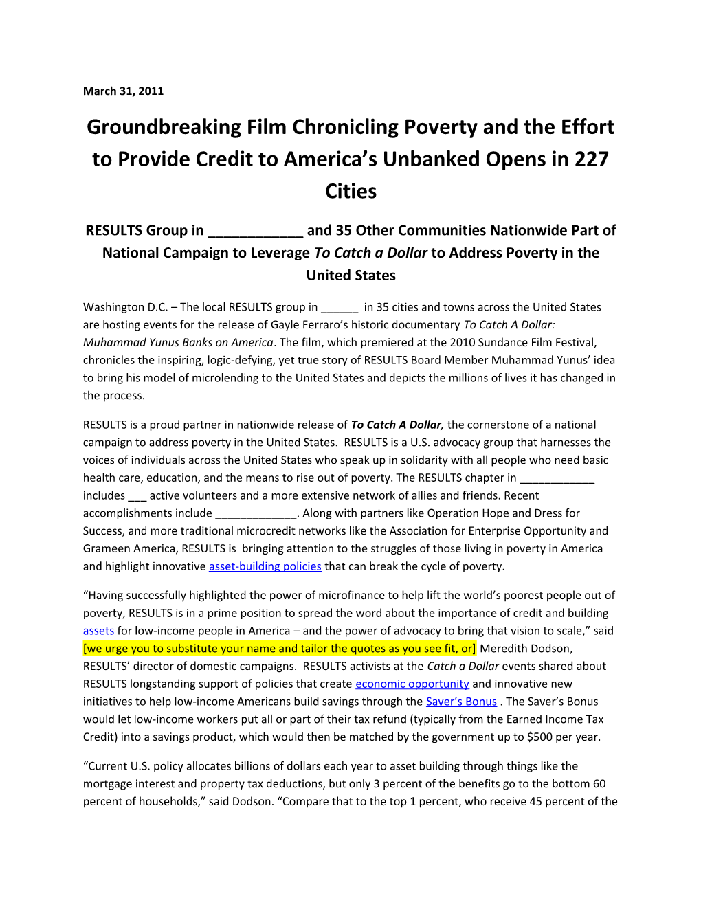 Groundbreaking Film Chronicling Poverty and the Effort to Provide Credit to America S