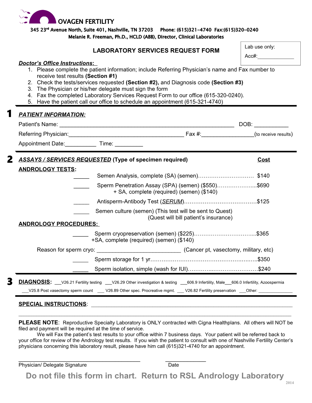 Reproductive Specialty Laboratory of Middle Tennessee, L