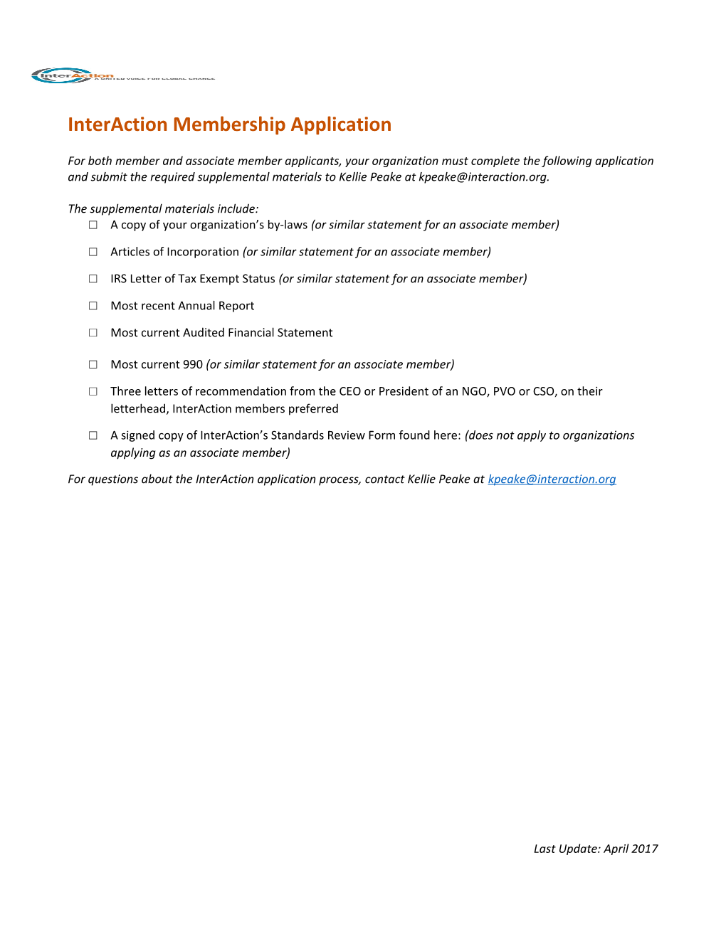 Interaction Membership Application