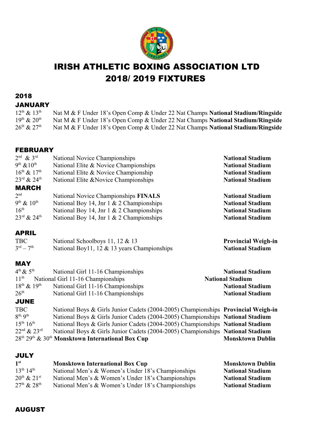 Irish Amateur Boxing Association Ltd