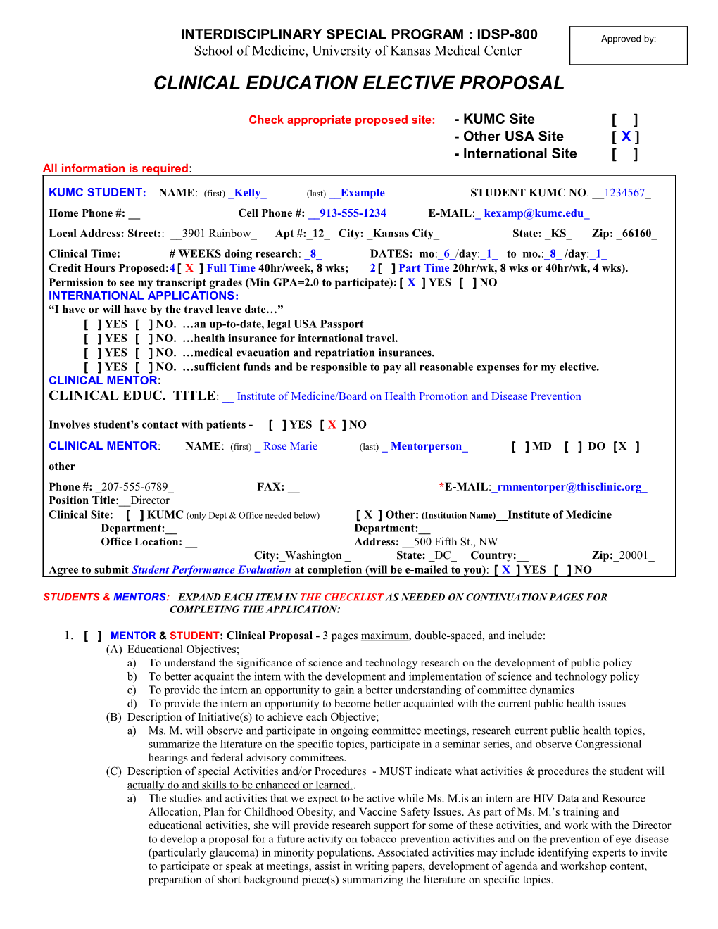 IDSP-800 Elective Clinical Proposal