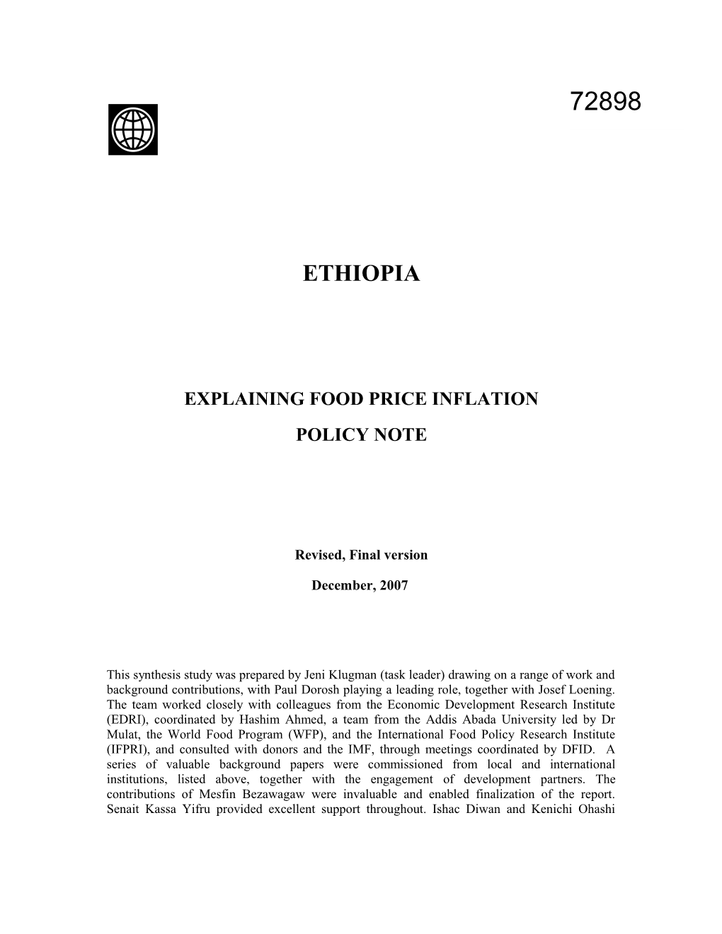 Explaining Sources of Food Price Inflation in Ethiopia