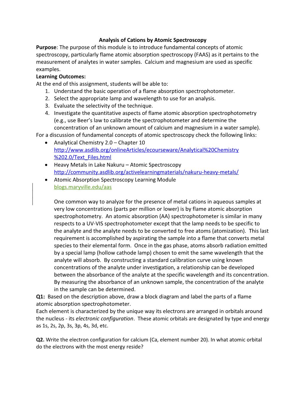 Analysis of Cations by Atomic Spectroscopy