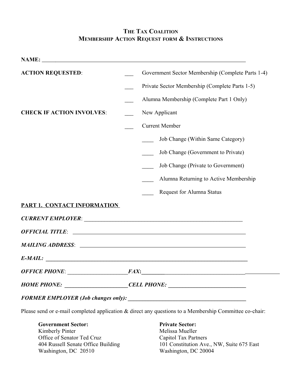 Membership Action Request Form & Instructions