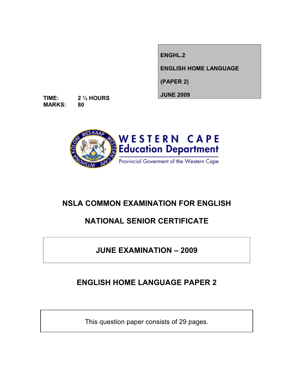 Nsla Common Examination for English