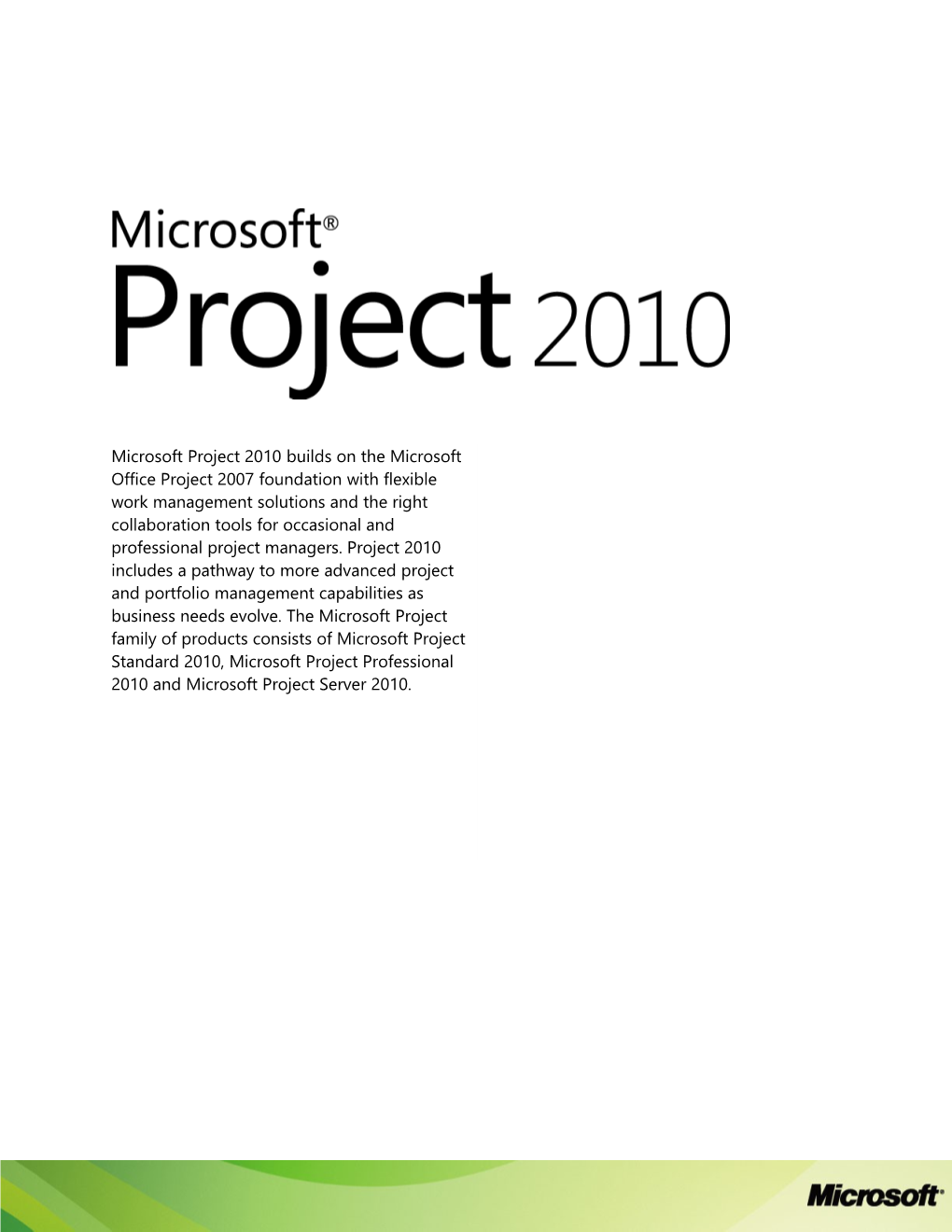 Microsoft Project 2010 - What's New