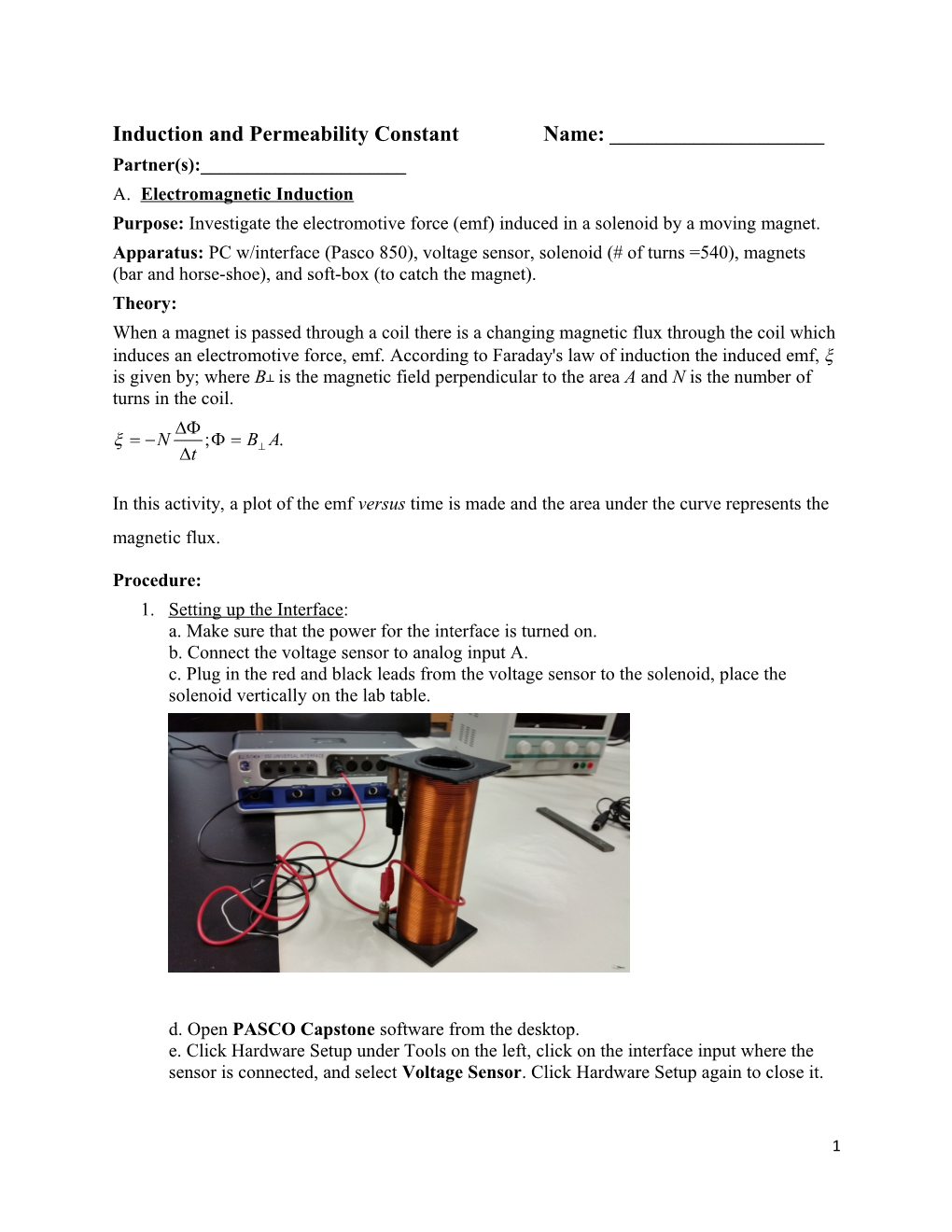 Induction and Permeability Constantname: ______