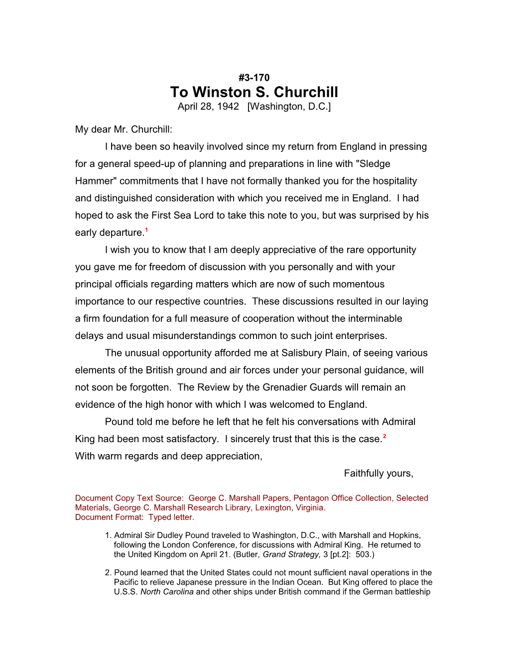 To Winston S. Churchill