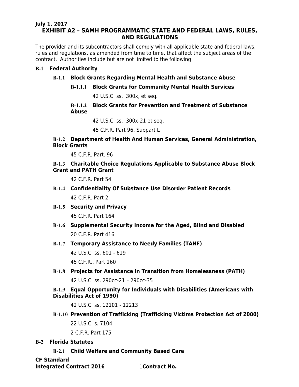 Exhibit A2 Samh Programmatic State and Federal Laws, Rules, and Regulations