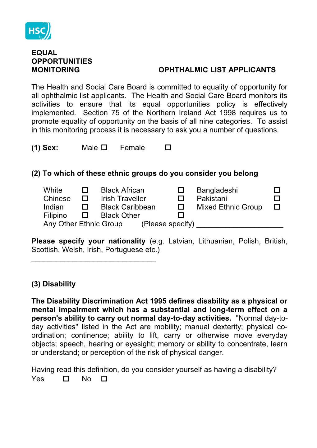 Monitoringophthalmic List Applicants