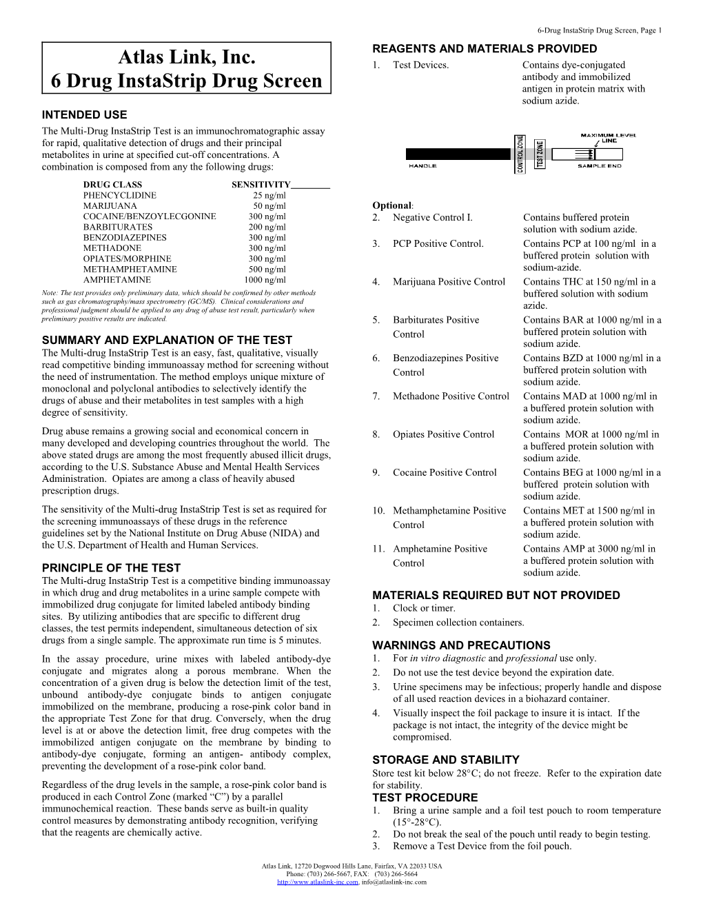 6-Drug Instastrip Drug Screen, Page 1