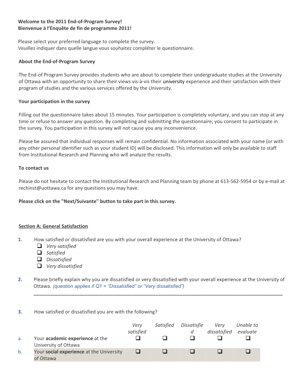 Welcome to the 2011 End-Of-Program Survey!