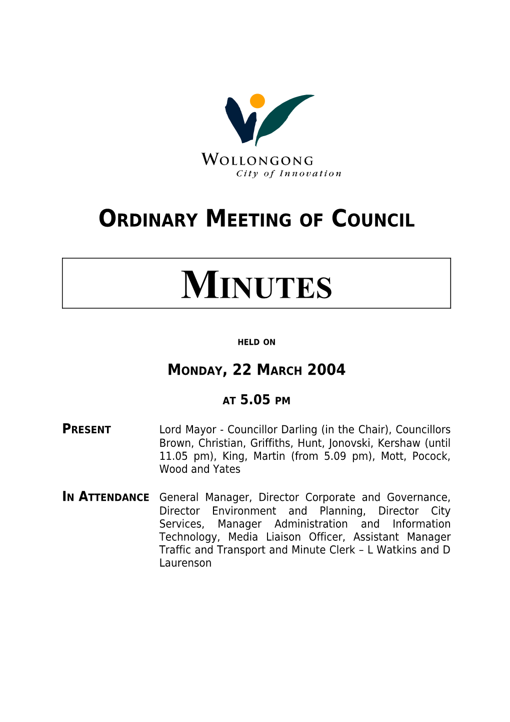 Ordinary Meeting of Council