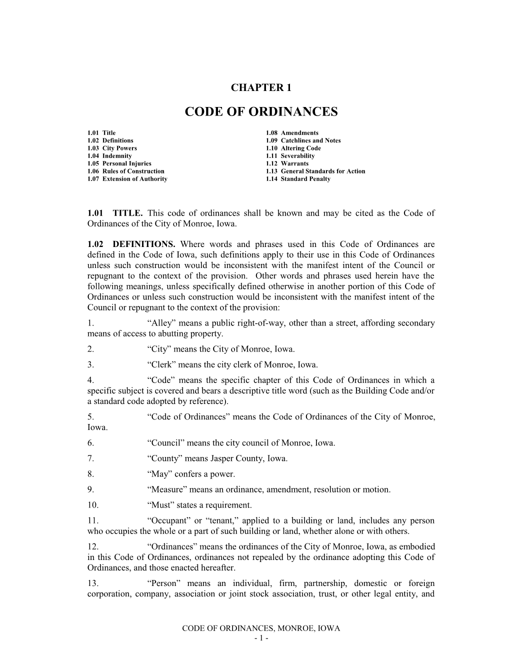 Code of Ordinances