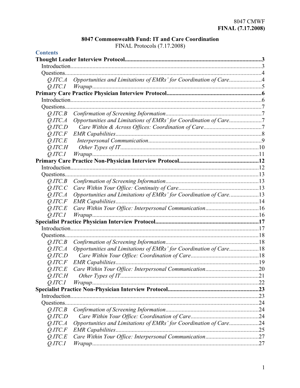 8047 Commonwealth Fund: IT and Care Coordination