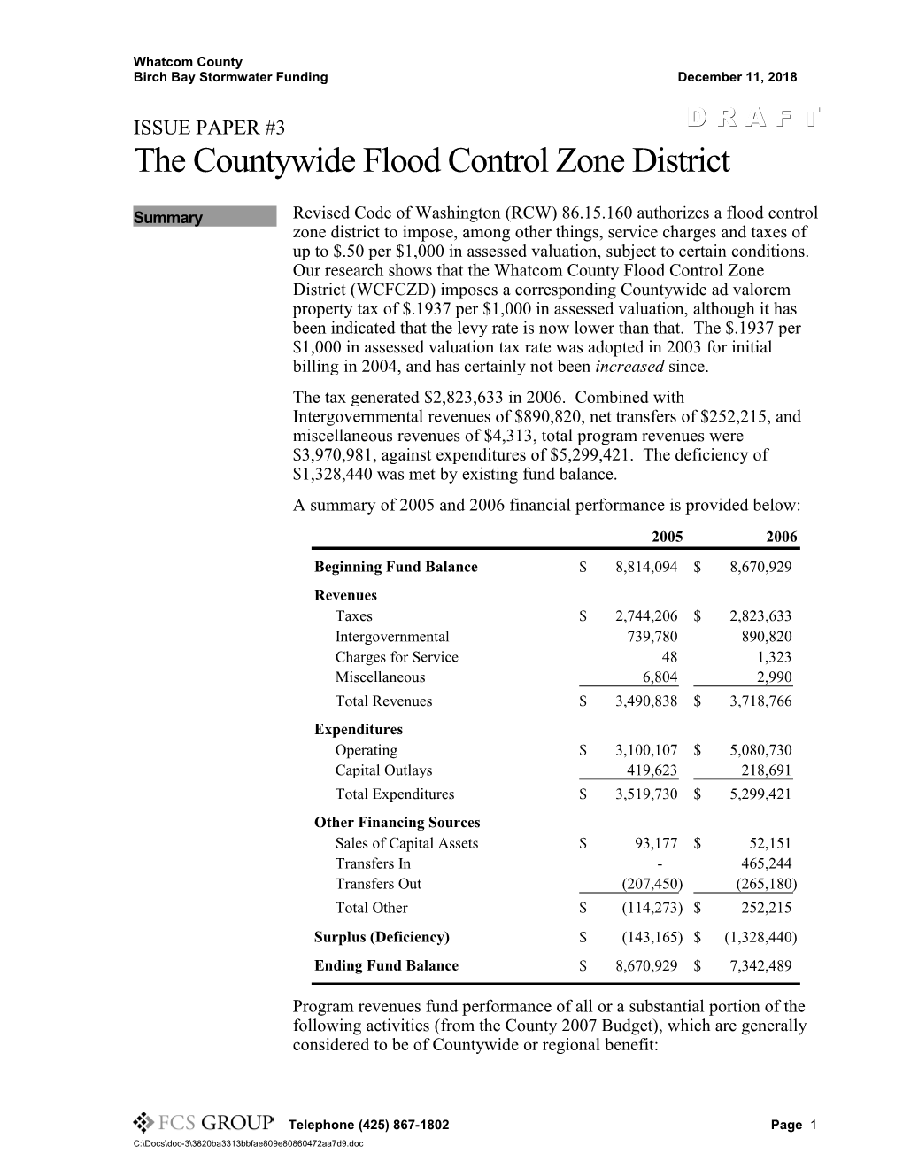 Birchbay Stormwater Fundingnovember 13, 2007