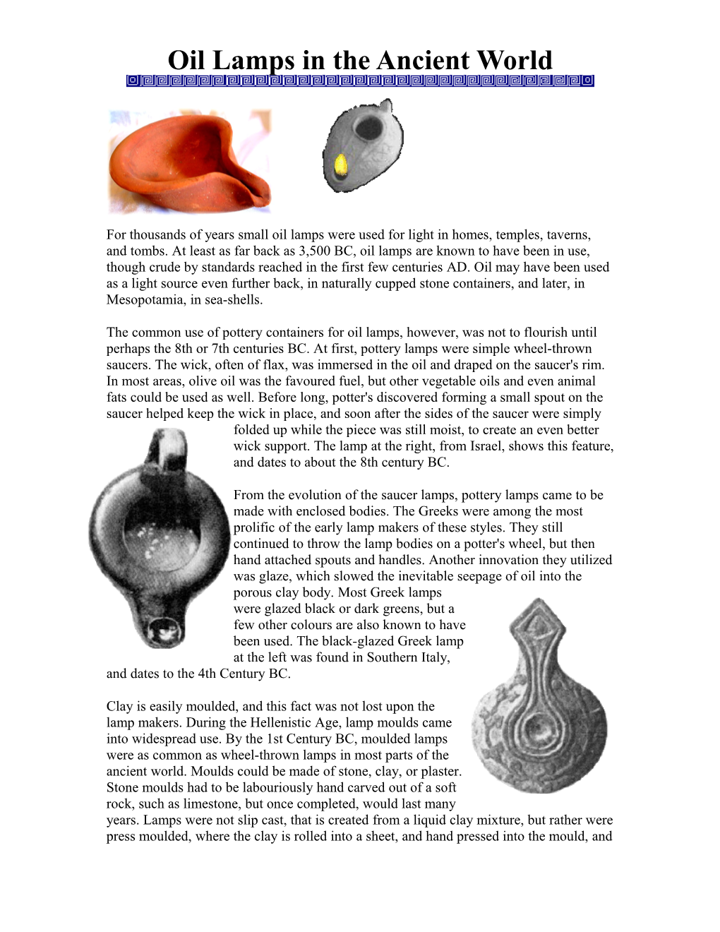 Oil Lamps in the Ancient World