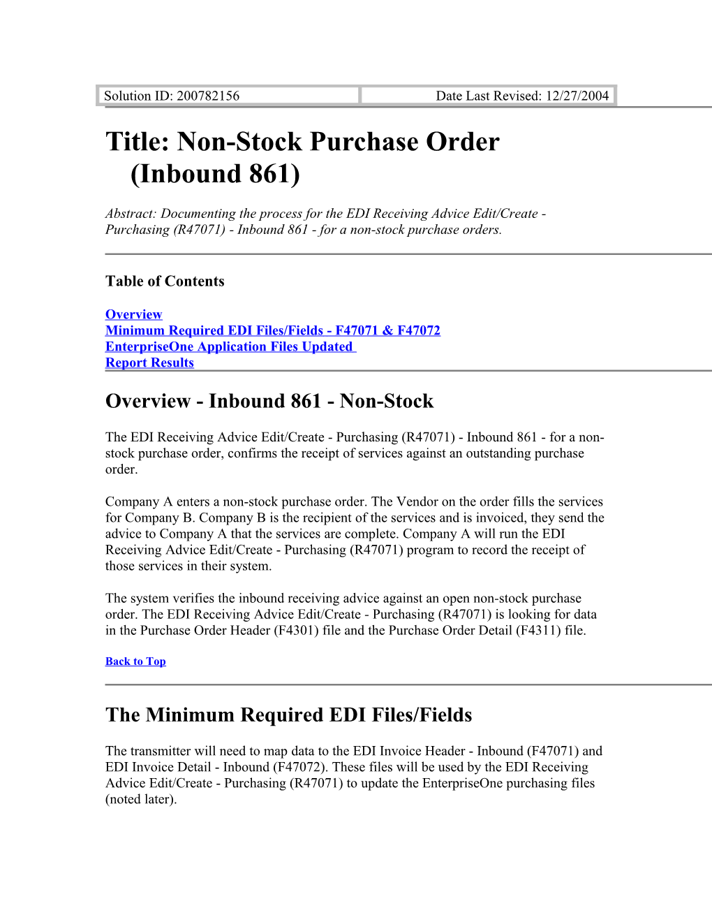 Title: Non-Stock Purchase Order (Inbound 861)