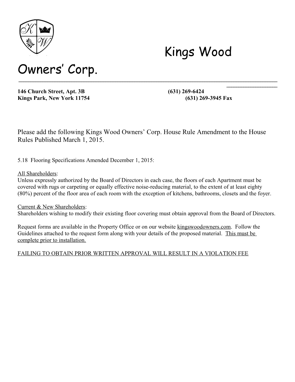 Kings Wood Owners Corp