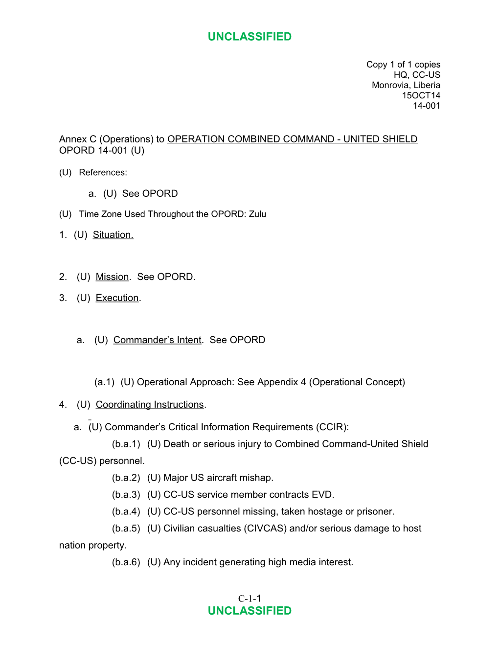 Annex C (Operations) to Jfc-Ua Opord 24Aoa-14