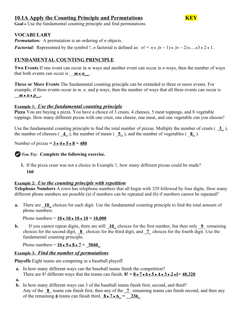 10.1Aapply the Counting Principle and Permutationskey