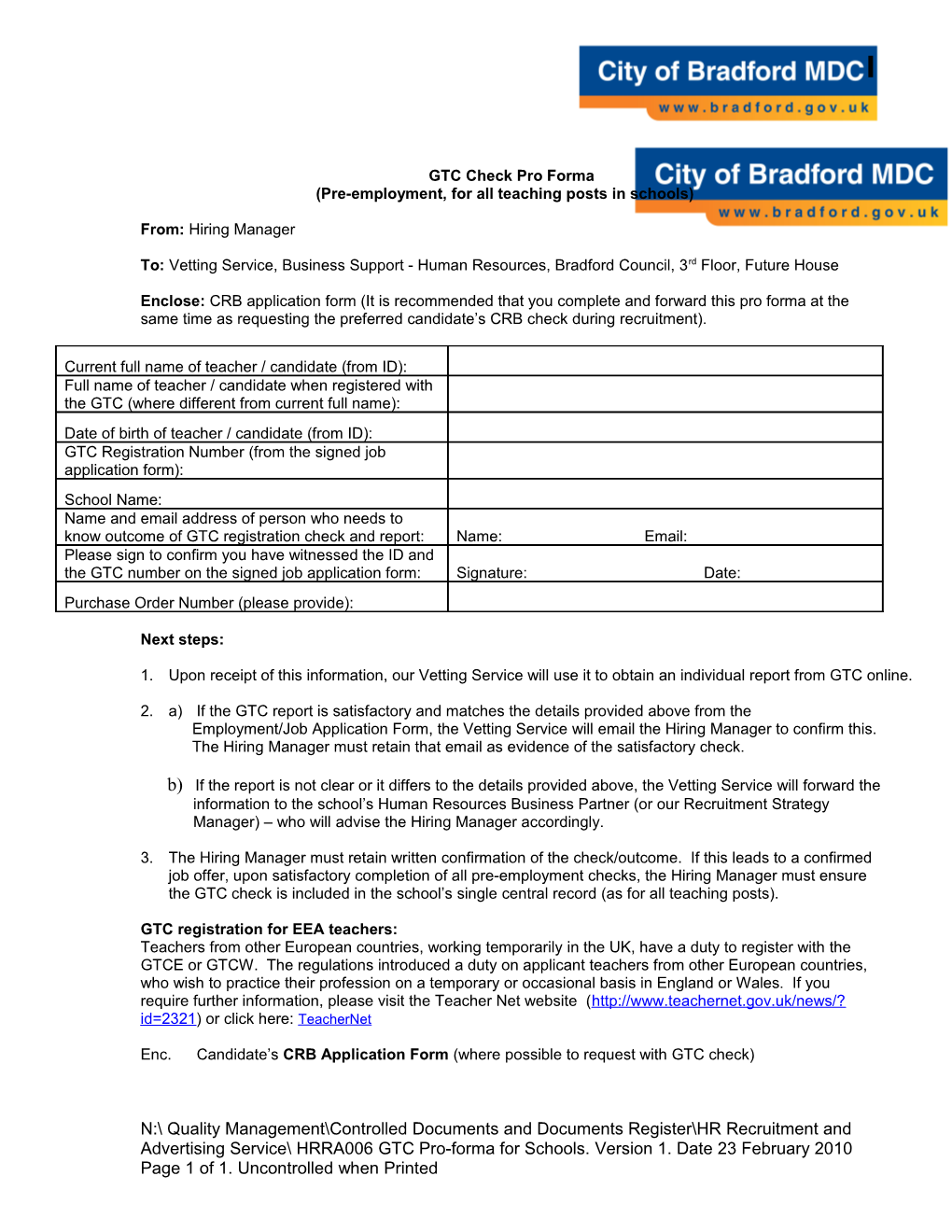 GTC Registration Check Form