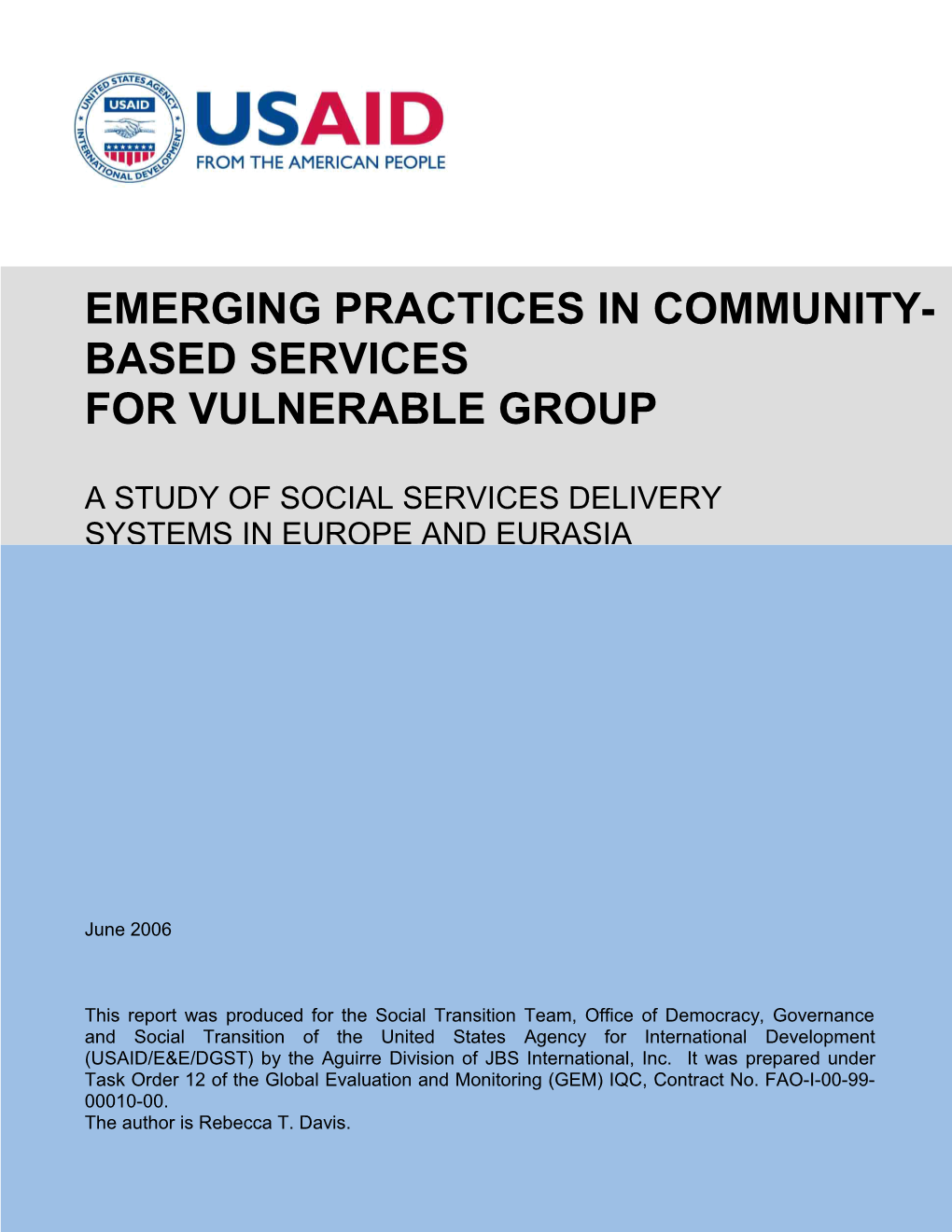 Emerging Practices in Community-Based Services for Vulnerable Groups