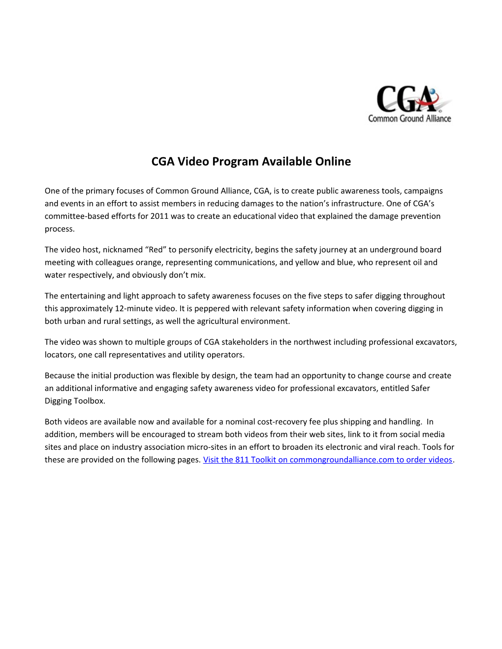 CGA Video Program Available Online