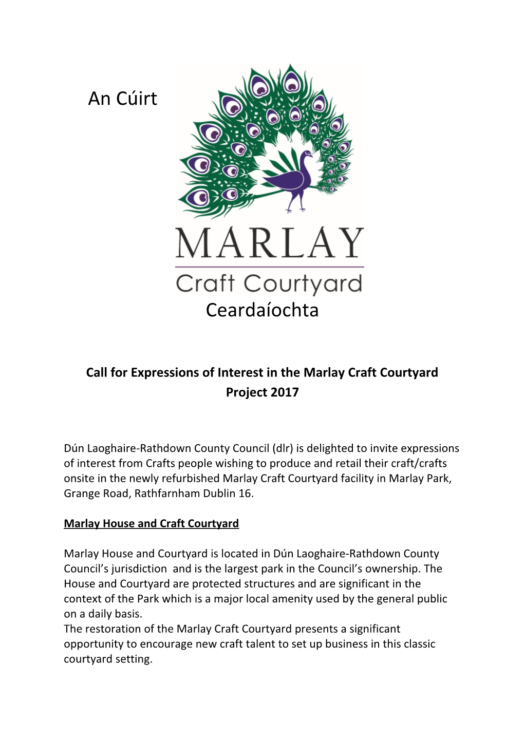 Call for Expressions of Interest in the Marlay Craft Courtyard Project 2017