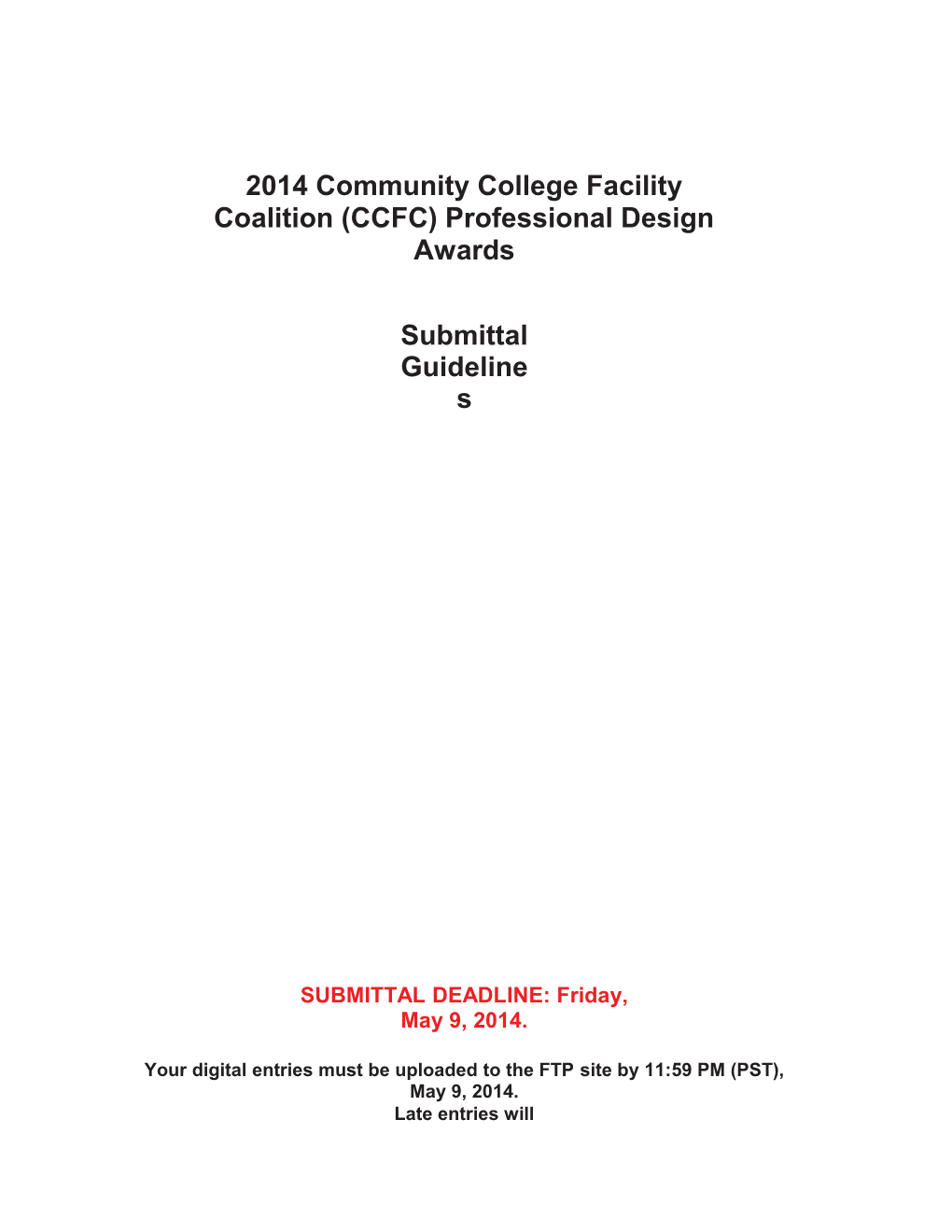 2014 Community College Facility Coalition (CCFC) Professional Designawards