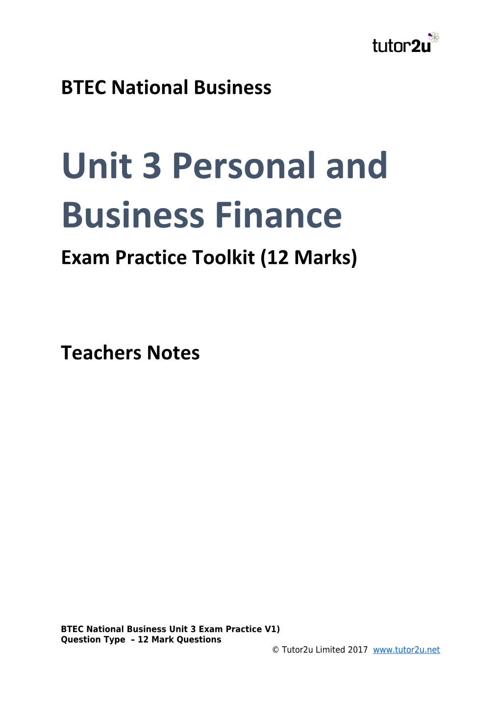 Unit 3 Personal and Business Finance