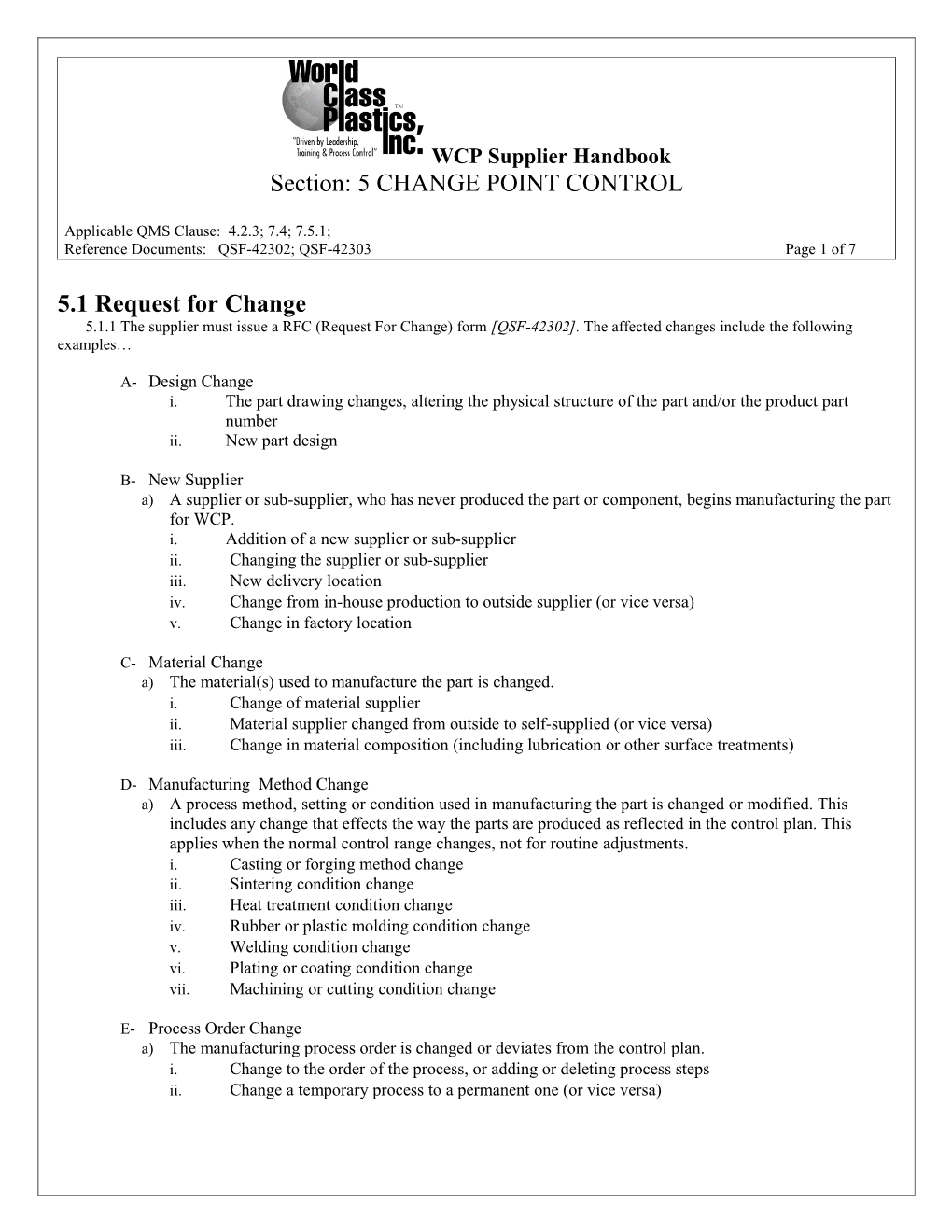 WCP Supplier Handbook