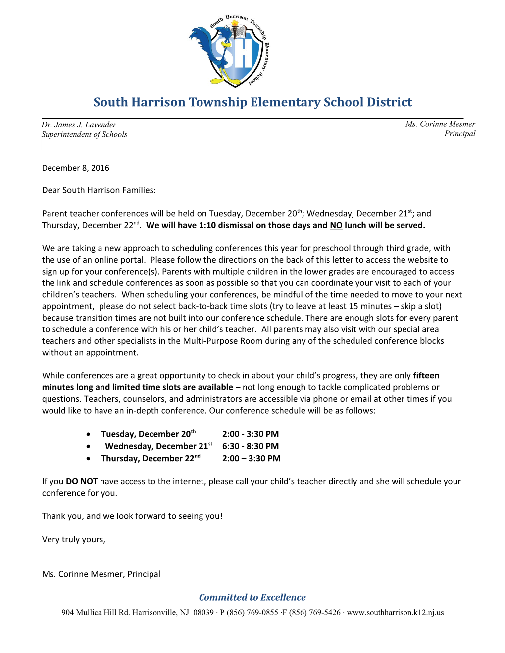 Dear South Harrison Families