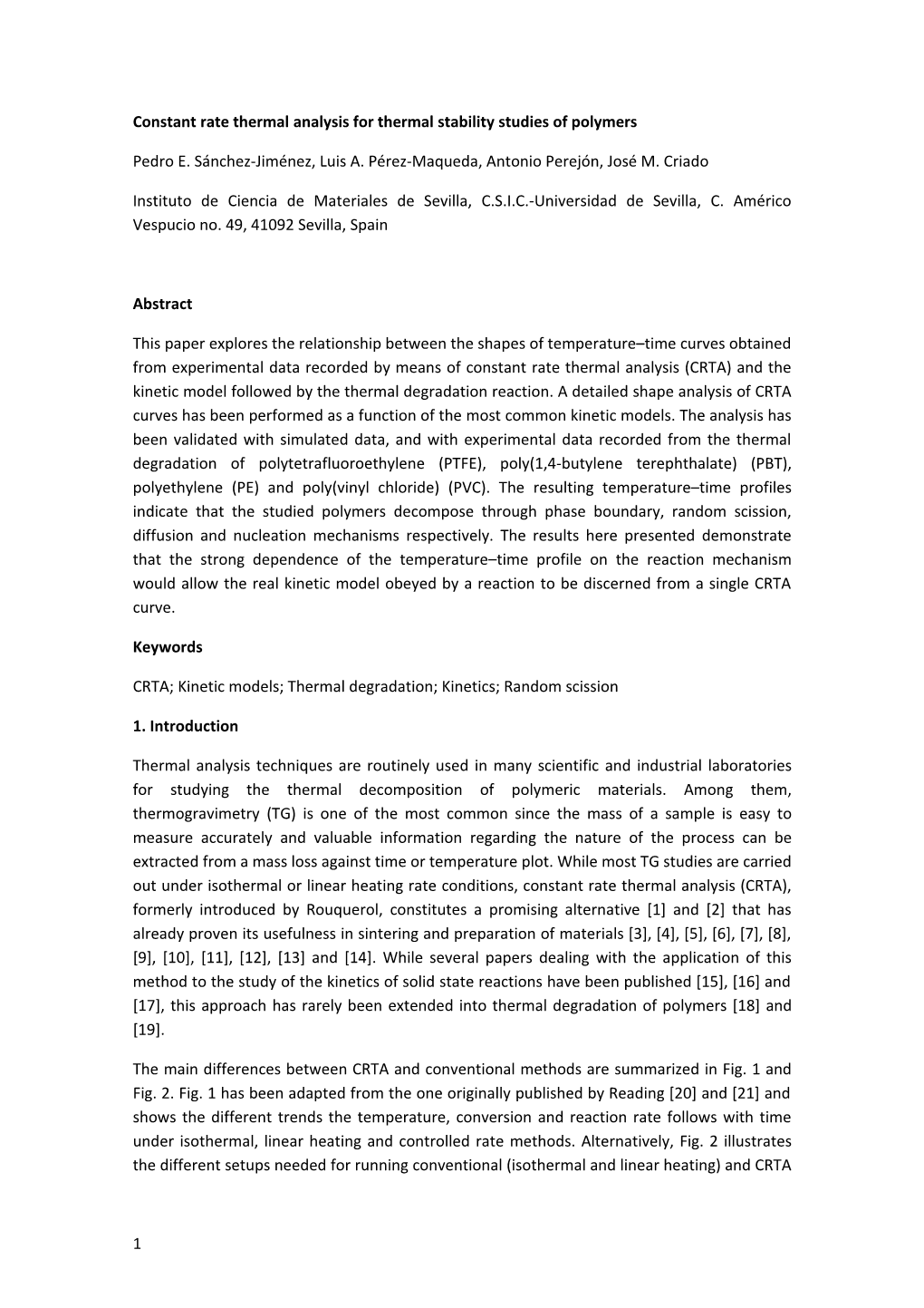 Constant Rate Thermal Analysis for Thermal Stability Studies of Polymers