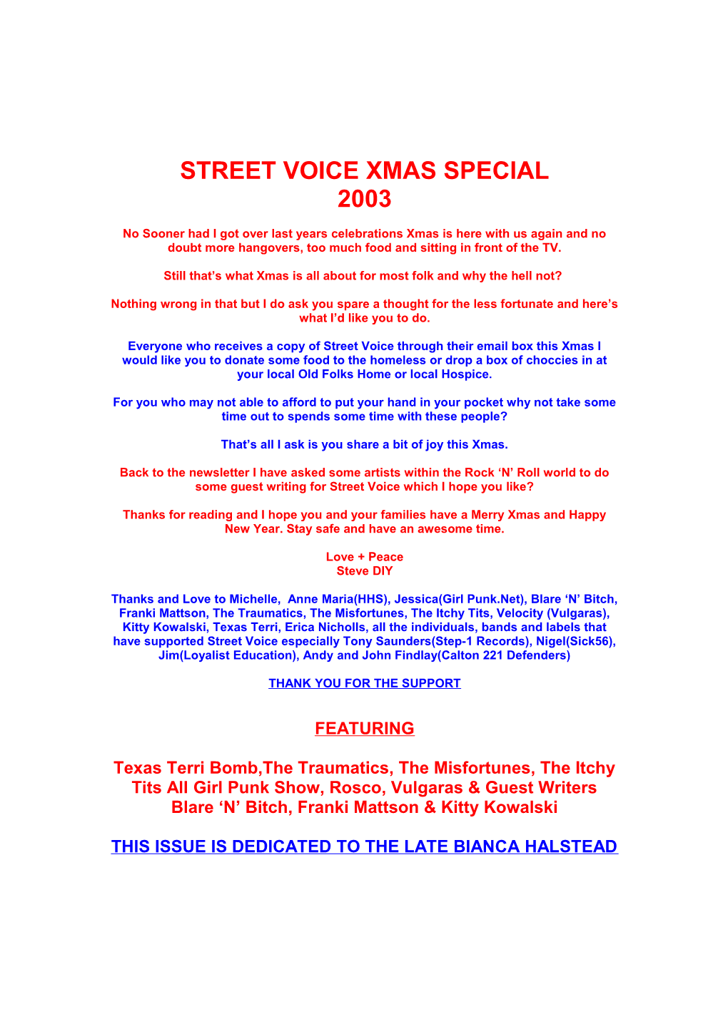 Street Voice Xmas Special