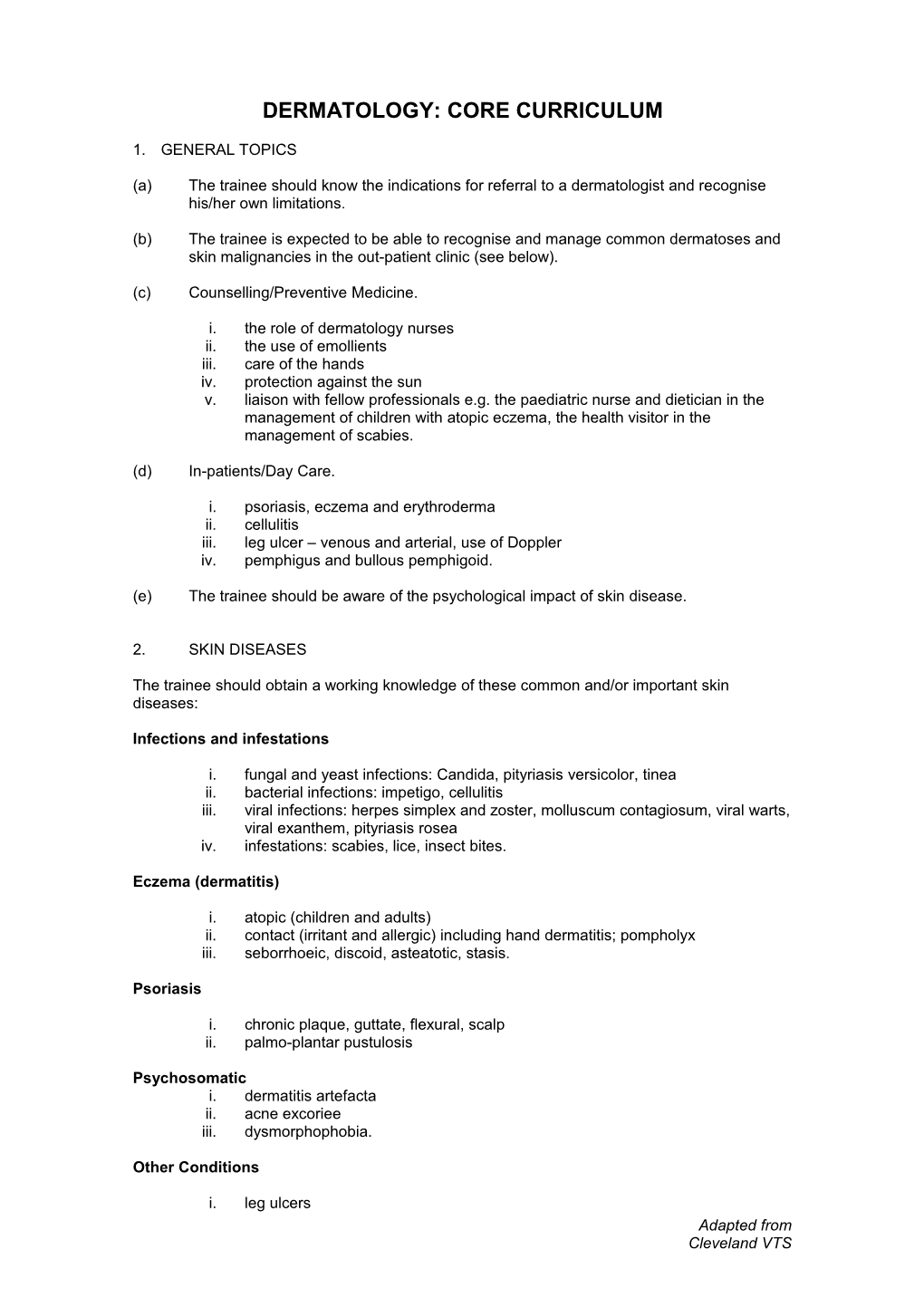 Dermatology: Core Curriculum