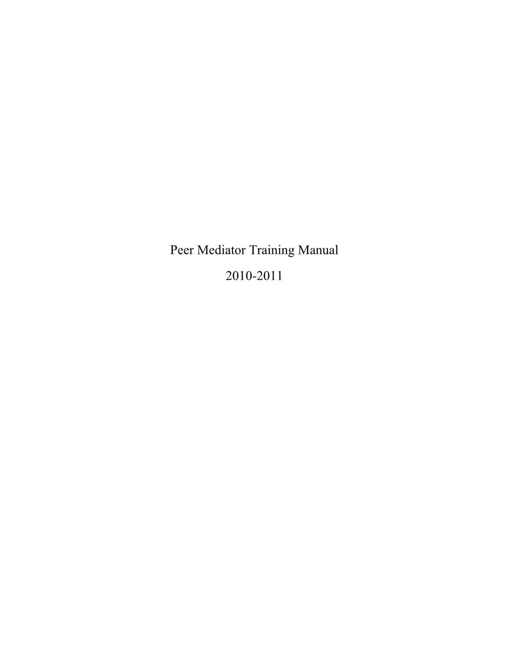 Peer Mediator Training Manual