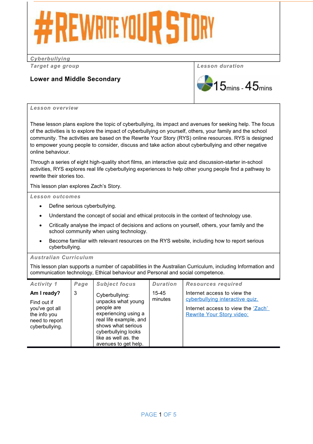 Lower and Middle Secondary