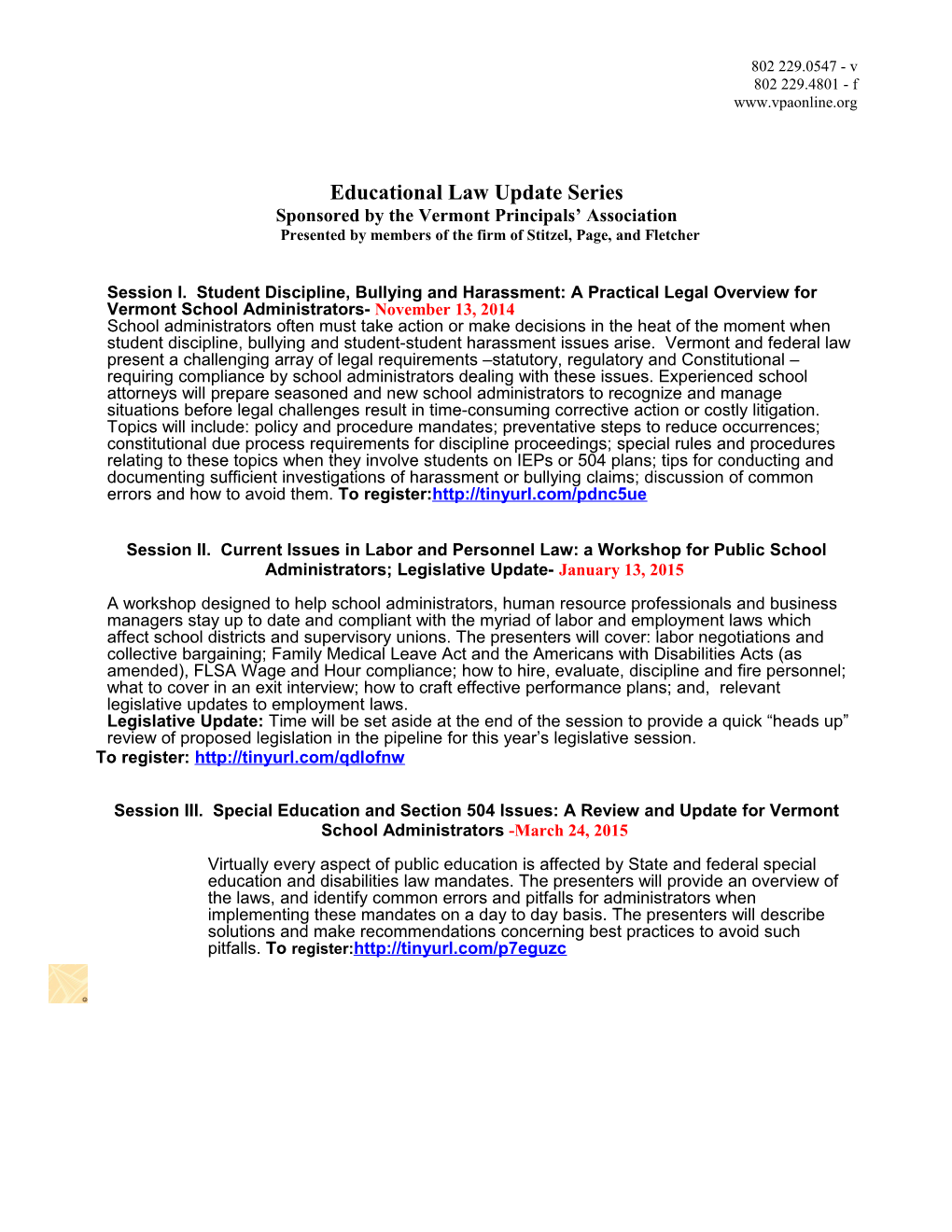 Educational Law Update Series