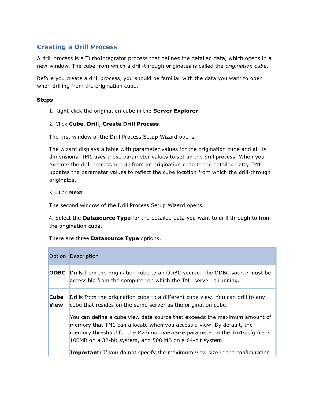 Creating a Drill Process