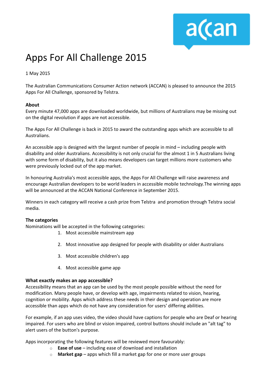 Apps for All Challenge 2015